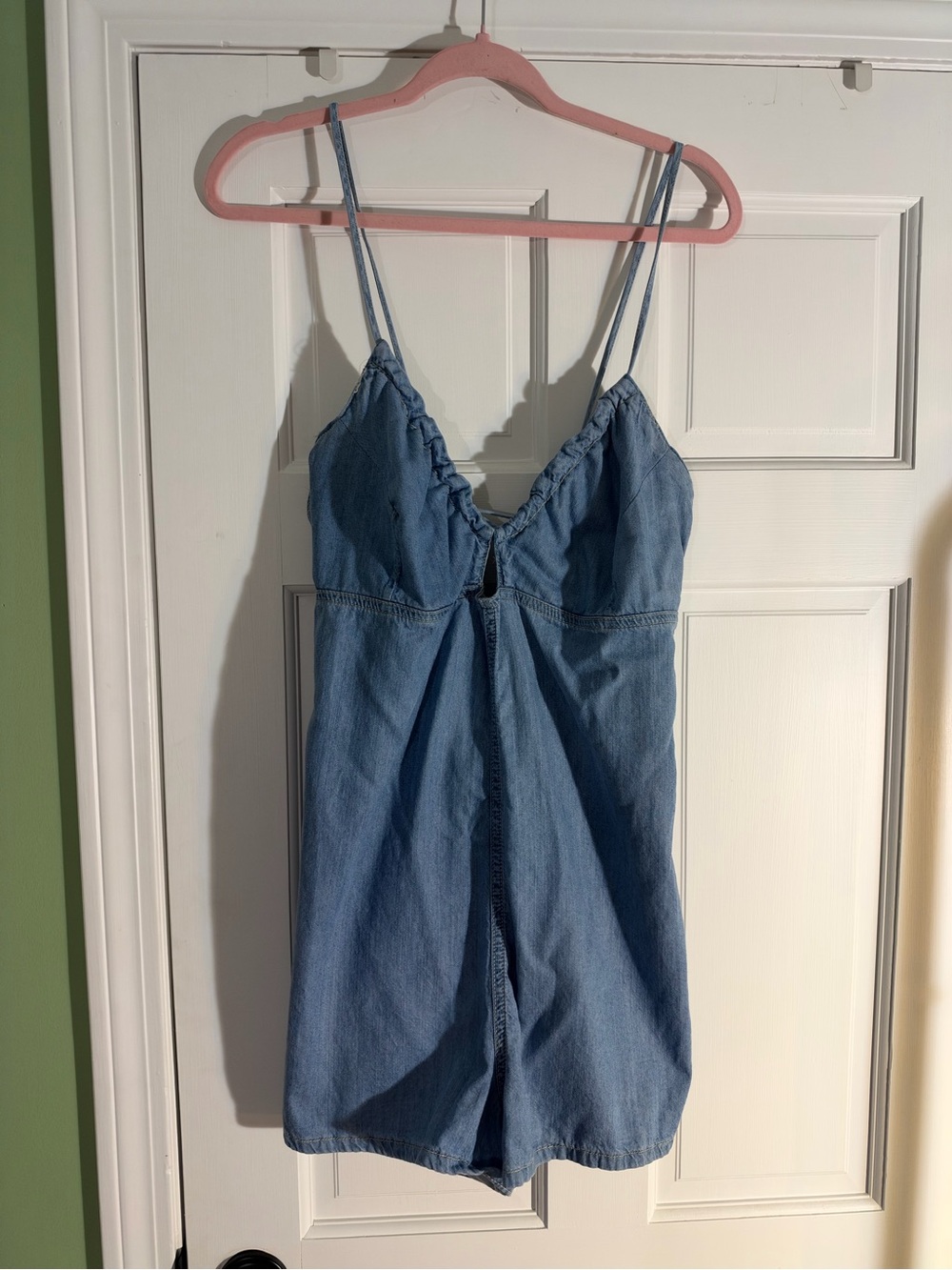 We The Free Light Denim Spaghetti Strap Romper
